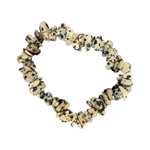 Dalmatian Jasper & Black Leather Beaded Bracelet | Shar Oke | Wolf & Badger