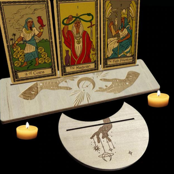 Tarot/Oracle Card Wooden Display Set – Mystical Hands