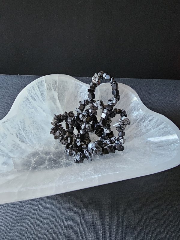 Snowflake Obsidian Chip Bracelet